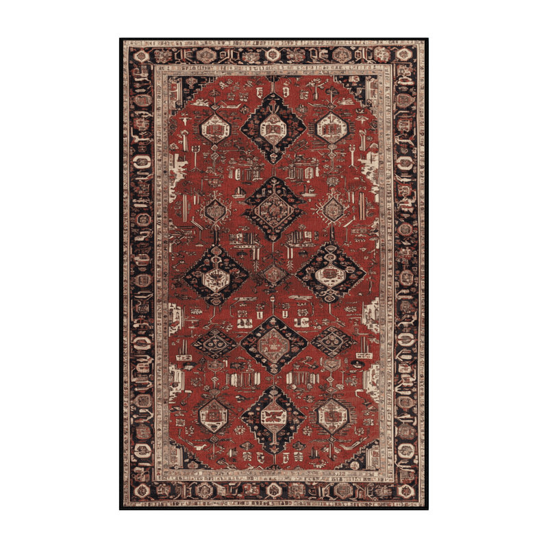 Machine Washable Persian Brown Area Rug, Rectangle 7 pi x 9 pi