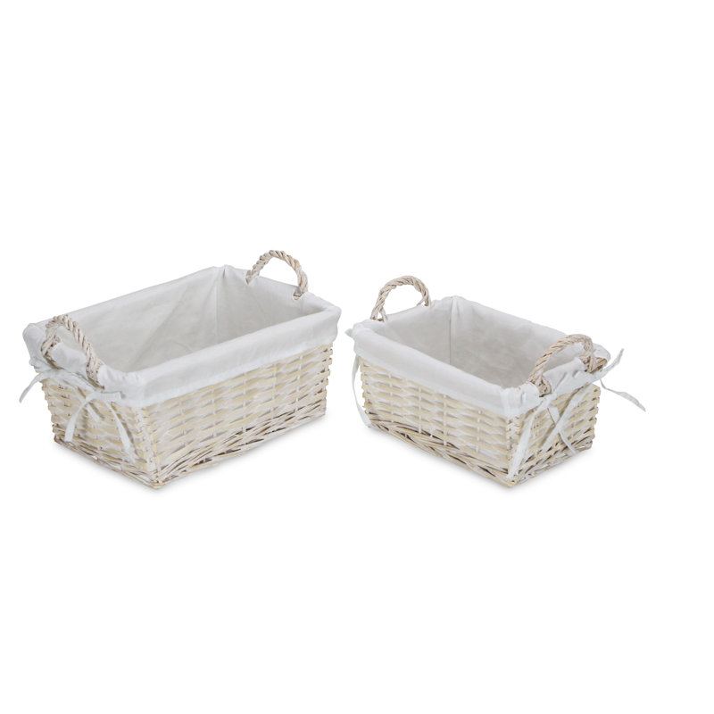 Gracie Oaks Wicker Decorative Basket, White