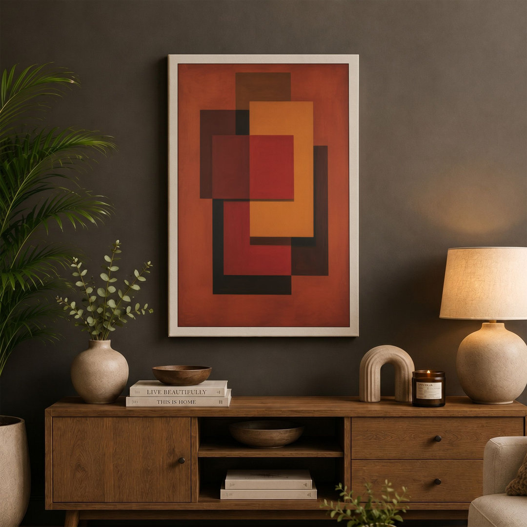 Geometric Earth Tones Abstract - Wrapped Canvas