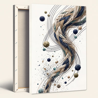 Braided Rope Structure in Beige and Navy Blue Canvas Wall Art