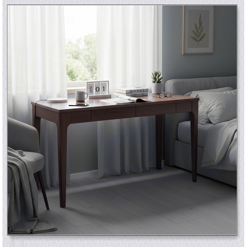 Bureau en bois massif avec tiroirs, bureau debout pour petits espaces, design Mid-Century moderne pour le bureau personnel