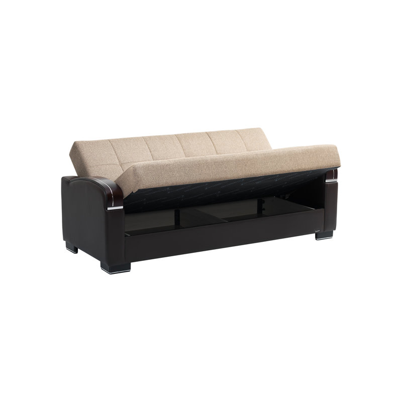 Norridge Mobi Max 87 in. Fabric Upholstered 3-Seater Twin 3-in-1 Sleeper Sofa Bed with Storage, Brown