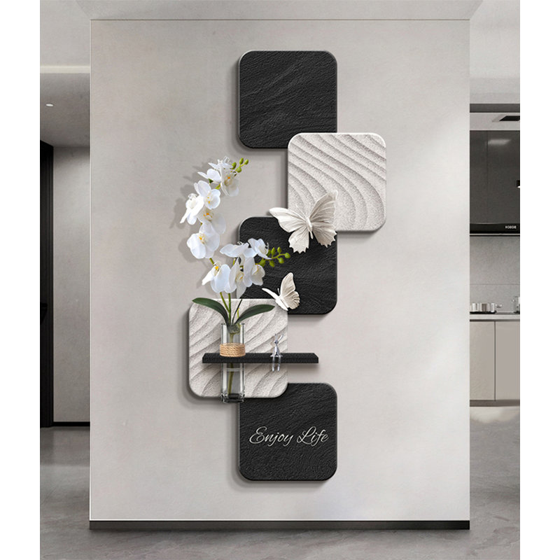 Décoration murale en bois inspirée par la nature avec un papillon décoratif pour le salon, 47.24" H x 21.65" W x 4.72" D