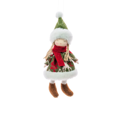 8'' Handmade Fabric People Shatterproof Hanging Figurine Ornament