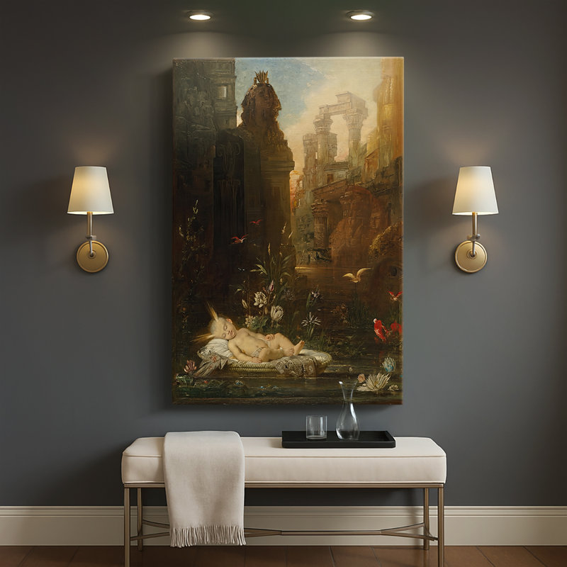 «The Infant Moses» - toile tendue par Gustave Moreau, 32 x 48