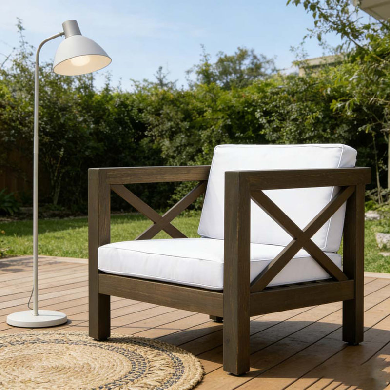 Chaise de patio pour club, Blanc, Gris