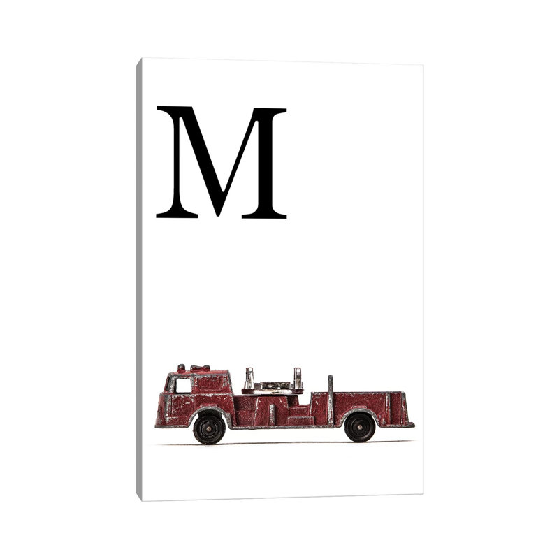 M Fire Engine Letter - Print on Canvas, 66.04 cm H x 45.72 cm W x 1.91 cm D, Wrapped Canvas