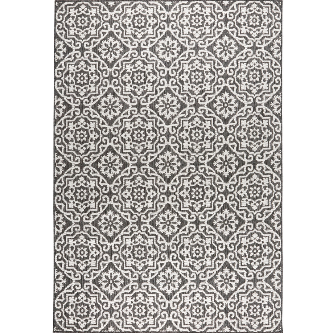 Nicole Miller New York Patio Country Danica Geometric Indoor/Outdoor Area Rug, Black/Grey Nicole Miller Rug 