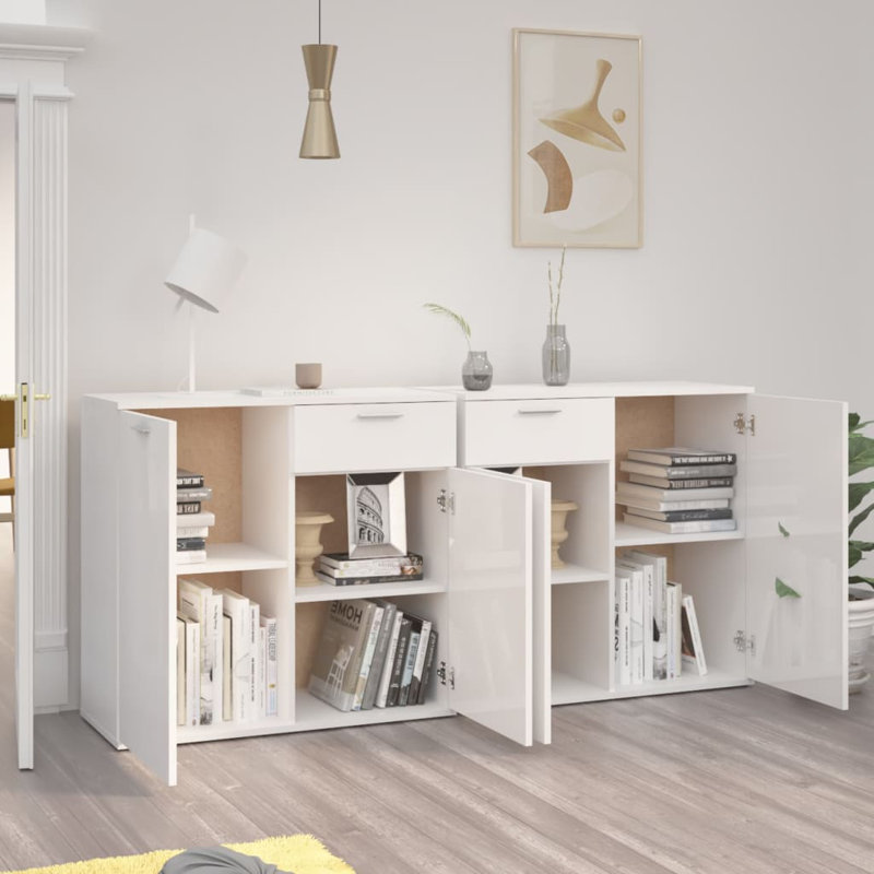 Audreyna Sideboard 160x36x75 cm Engineered Wood, White