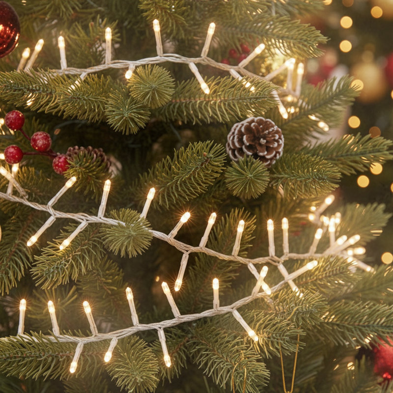 Ensemble de lumières DEL de Noël - blanc chaud - fil d'argent 5 pi - 15 carats