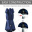 Parasol de patio bleu foncé de 15 pi, structure rectangulaire en acier absorbant les chocs, manivelle, double face pour piscine, auvent insonorisé pour terrasse, bord de piscine,