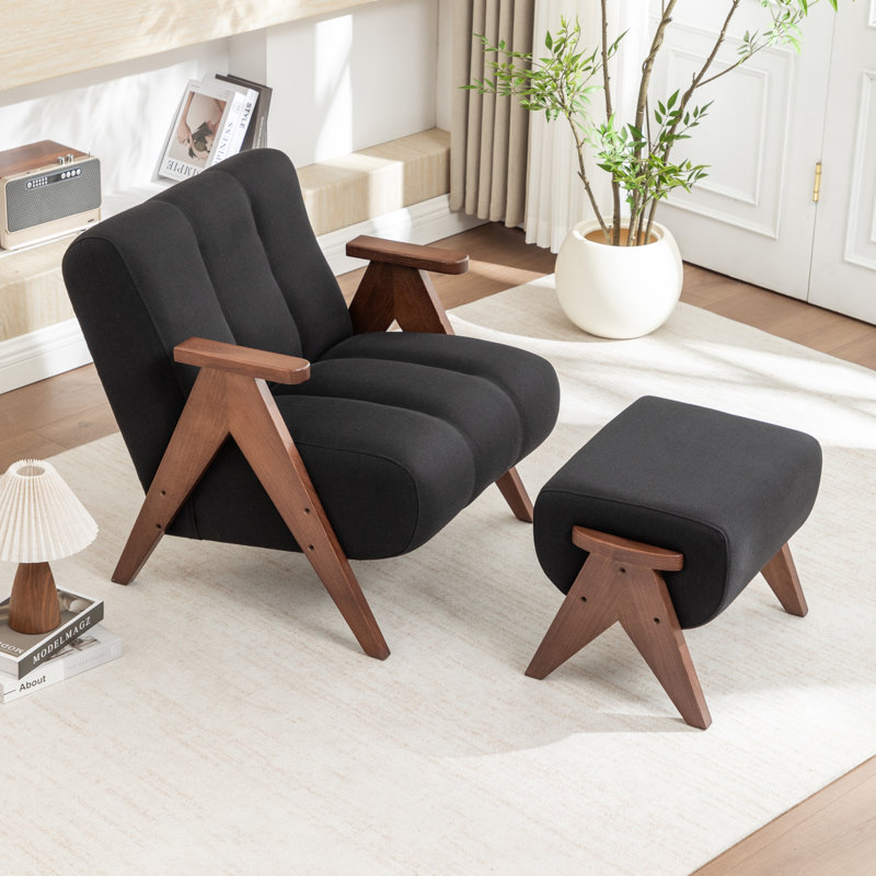 Fauteuil avec repose-pieds Chenice, Noir