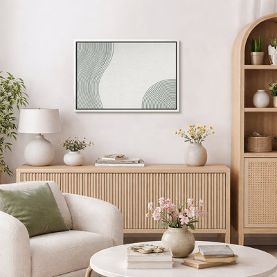 Illustration de courbe minimaliste de ligne verte, images de salon moderne, impression sur toile encadrée, impression numérique