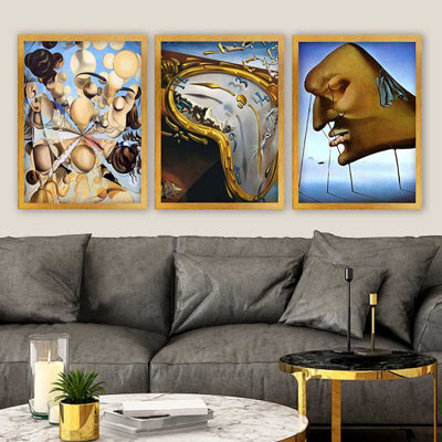Ensemble de 3 peintures élégantes encadrées décoratives, 13,8 x 17,7 pouces chacune | 100% bois avec cadre 100% polystyrène (épaisseur: 0,8 pouce) | Impression numérique UV, parfaite pour le salon et la décoration intérieure