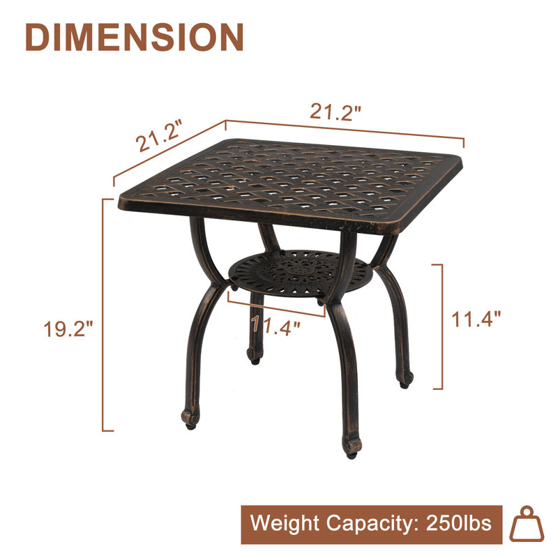 Table d'extérieur Kiya L 21,2 x l 21,2