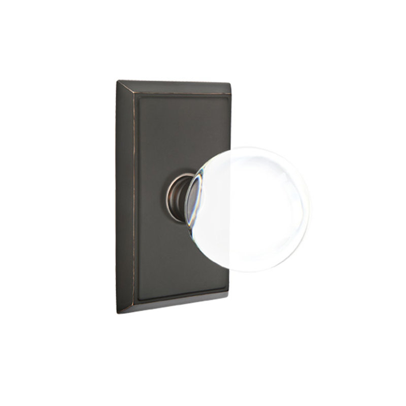 Ensemble de boutons de passage Emtek avec rosette rectangulaire et bouton en verre Bristol, Bronze huilé