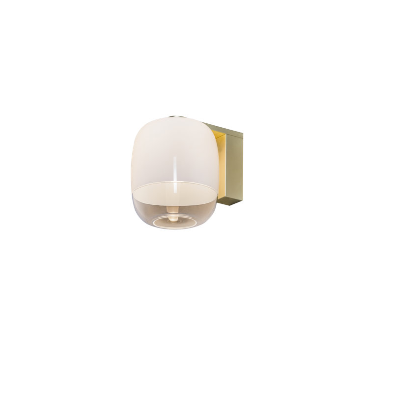 Gong Armed Sconce, White, Brass