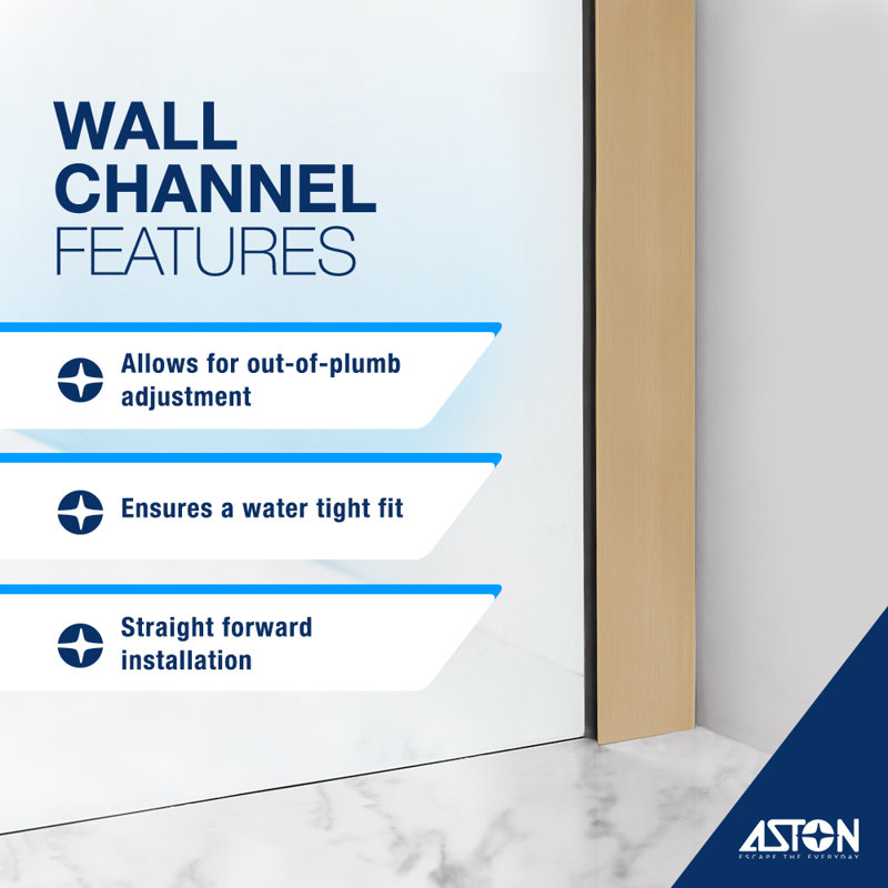Elyse XL 30 in. W x 80 in. H Fixed Frameless Shower Door with Ultra-Bright Frosted Glass, Brushed Gold