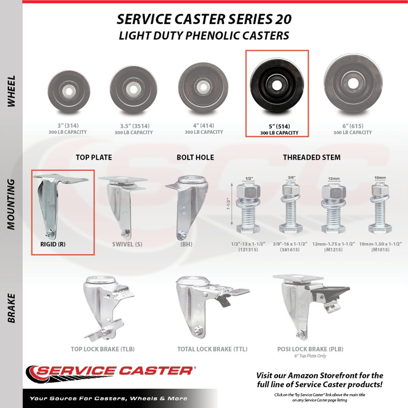 Phenolic Wheel Rigid Top Plate Caster