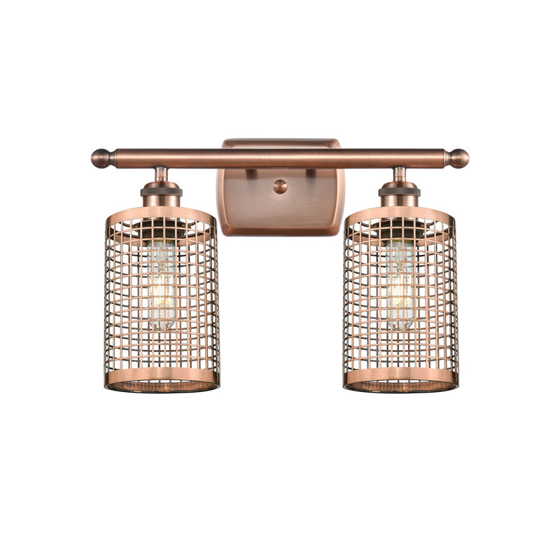 Éclairage pour meuble-lavabo à 2 lumières Jerine, Cuivre antique