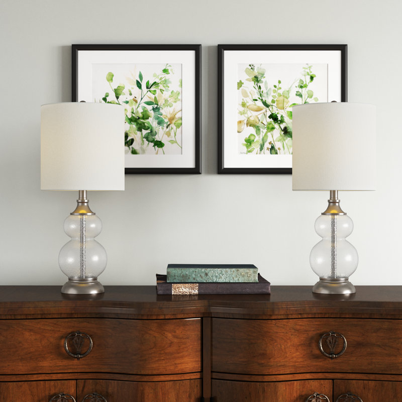 Ensemble de lampes de table 20,75 po Leonardo, Verre froissé, Blanc cassé