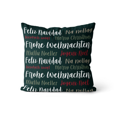 Coussin décoratif 7 langues merry christmas Ida