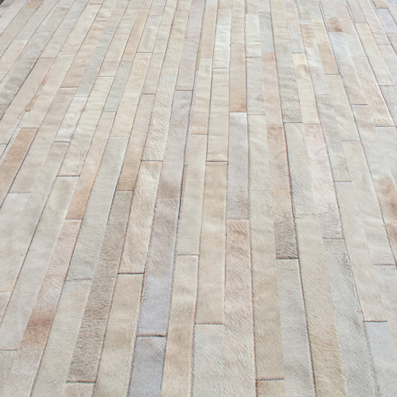 Tapis ivoire en cuir Poseidon, Rectangle de 10 pi x 14 pi
