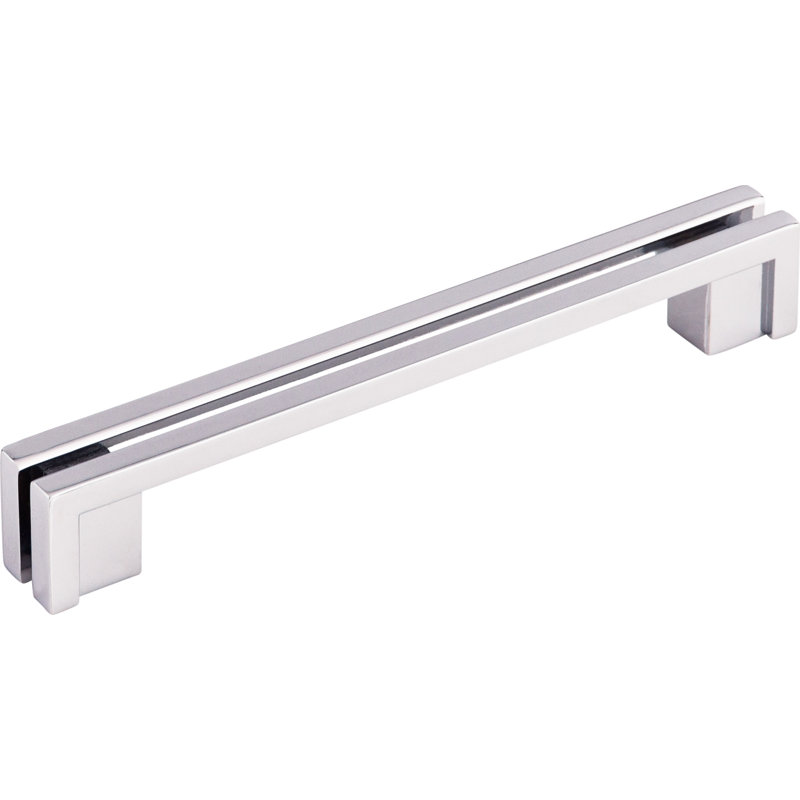 Flat Rail Bar pull, Polished Chrome, 5" Center to Center