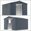Remise de jardin en métal gris foncé de 8 x 10 pi avec remise et portes verrouillables pour la cour, le patio et la pelouse