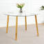 Table ronde en verre de style moderne, design transparent élégant, base de support durable, ensemble de chaises de salle à manger en polyuréthane blanc, pieds de chaise plaqués or, convient aux cuisines de restaurant (ensemble de 5)