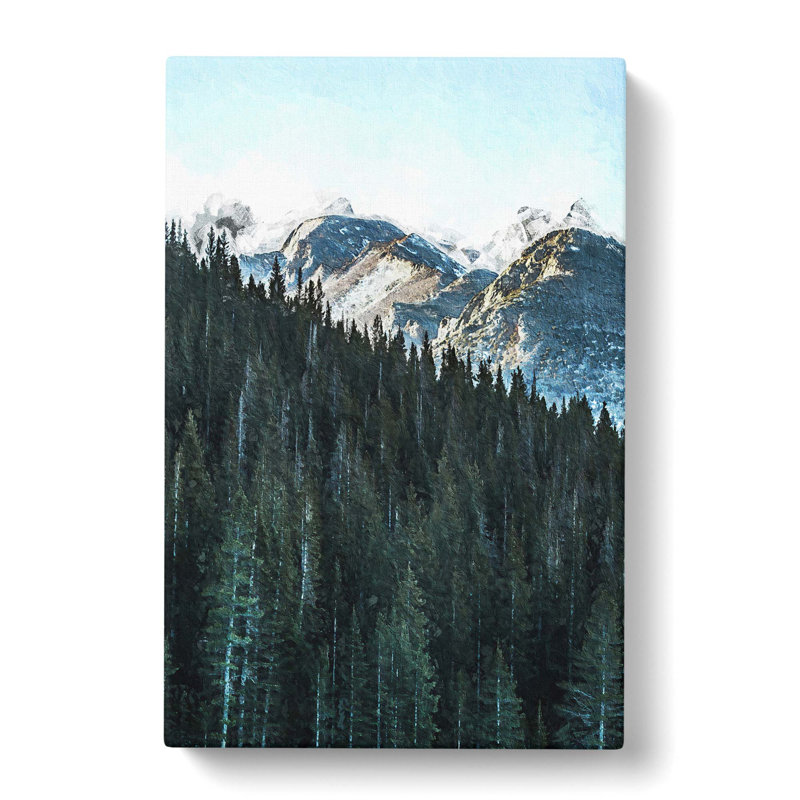 Montana Mountain Behind The Forest - Wrapped Canvas Painting, 76cm H x 50cm W x 3cm D