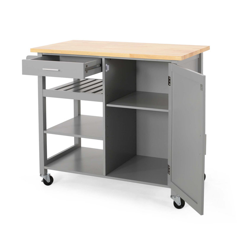 Chariot de cuisine en bois massif, Gris