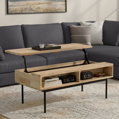 Solid Mango Wood Lift Top Coffee Table In Natural