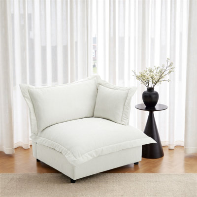 Chaise d'appoint moelleuse en chenille rembourrée avec coussins de nuage surdimensionnés