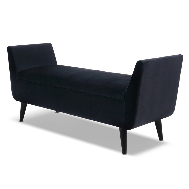 Banc de rangement à couvercle rabattable Huxley, Velours noir anthracite