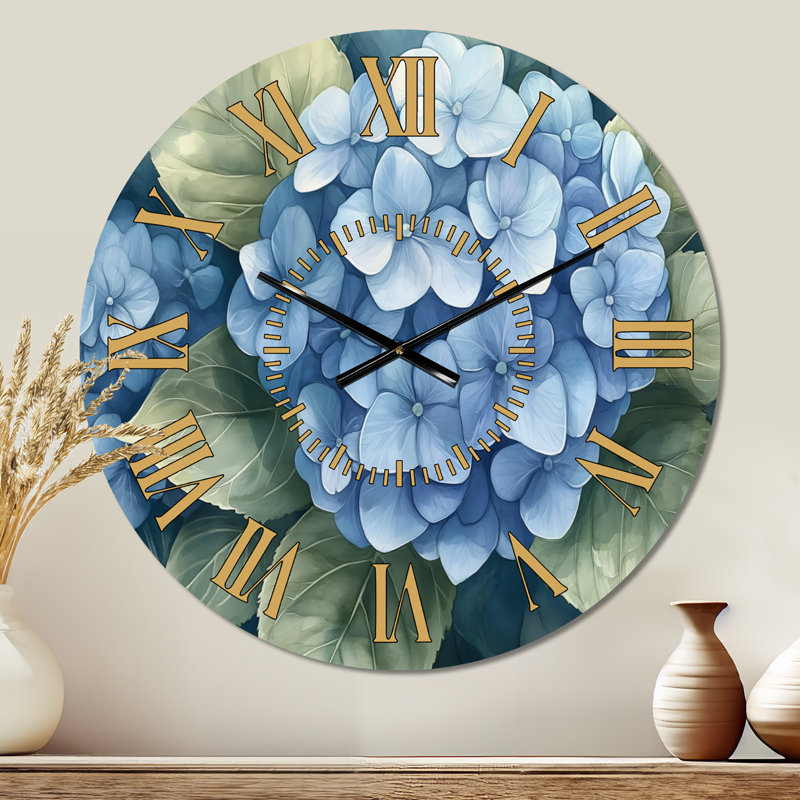Horloge murale florale bleue, Petit