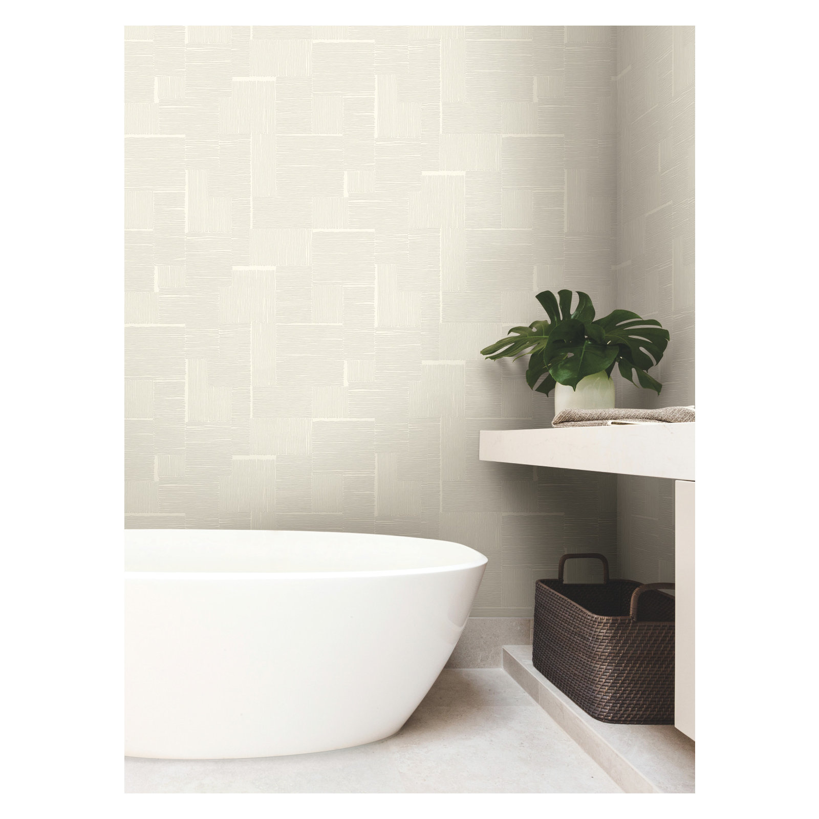 Alodee Geometric Wallpaper, Ivory