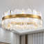 Ouitchambo 1-Luxury Modern Gold Crystal Round Chandelier - LED Flush Mount Ceiling Light Fixture for Living Room, Dining Room, Foyer, Bar, and Club
