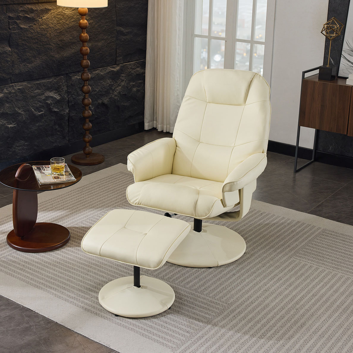 Ebern Designs 360° Swivel PU Leather Massage Recliner Chair with ...