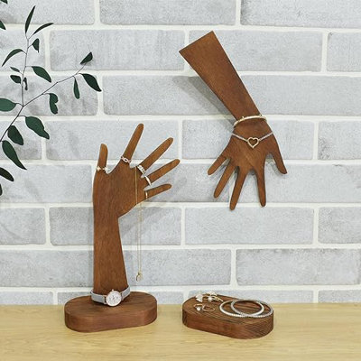 Ashgan Wooden Hand-Shaped Jewelry Display Stand