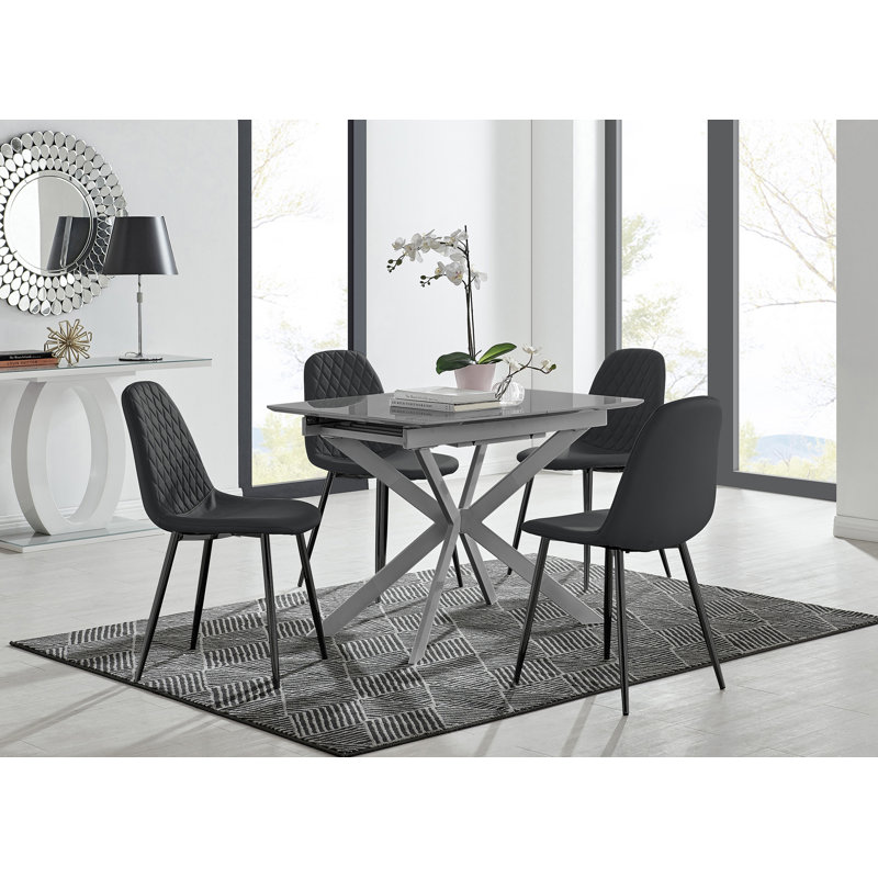 6 -Person Drop Leaf Dining Set, 4, Black