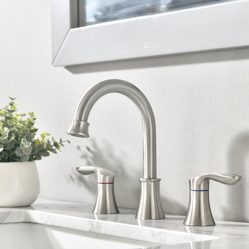 Widespread Bathroom Faucet With Pop Up Drain, Brushed Nickel