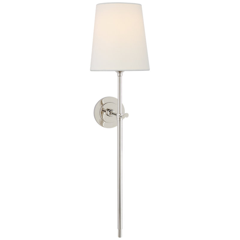 Thomas O'Brien Bryant Large Tail Sconce, Polished Nickel, Fabric