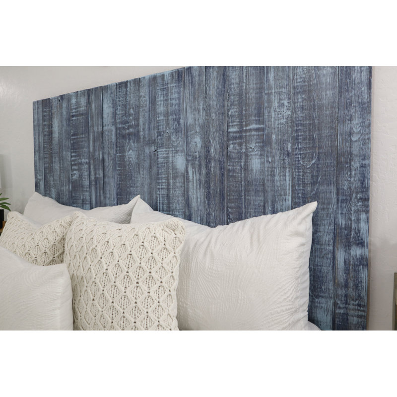 Ravshan Leaner Style Panel Headboard Solid Wood Blue Stonewash, Twin