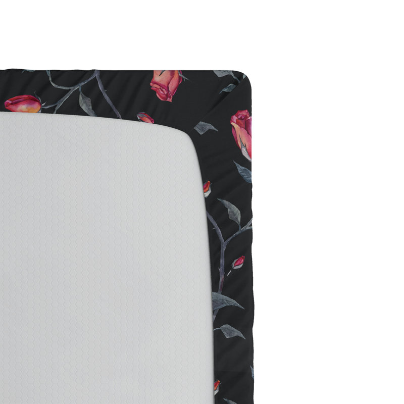 Drap-housse Ambesonne, Bleu-vert foncé, corail foncé / floral, Drap-housse de taille très grand