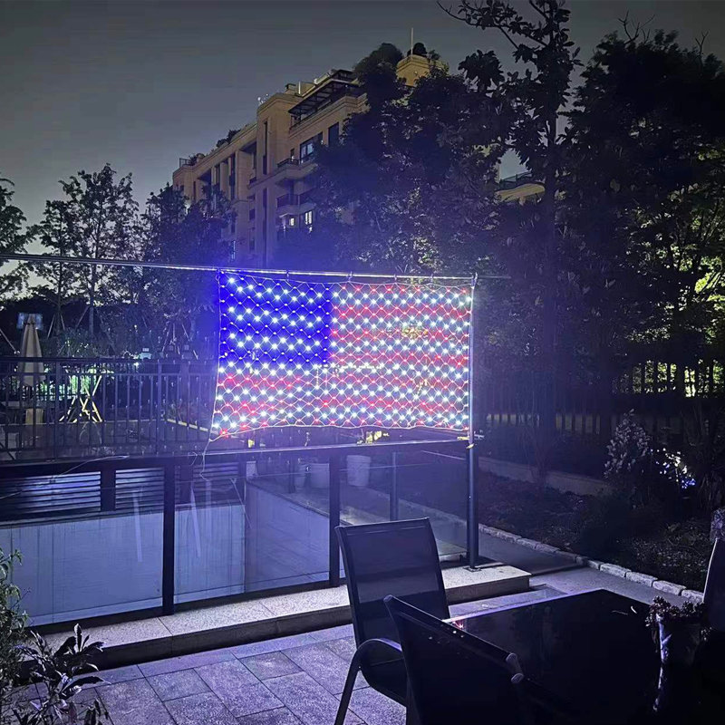 American Flag Net Lights - 384 LED String Lights, Led Flag Net Light