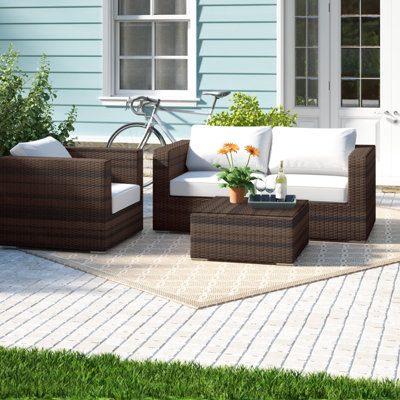 Melanie Wicker Fully Assembled 3 Person Seating Group with Cushions