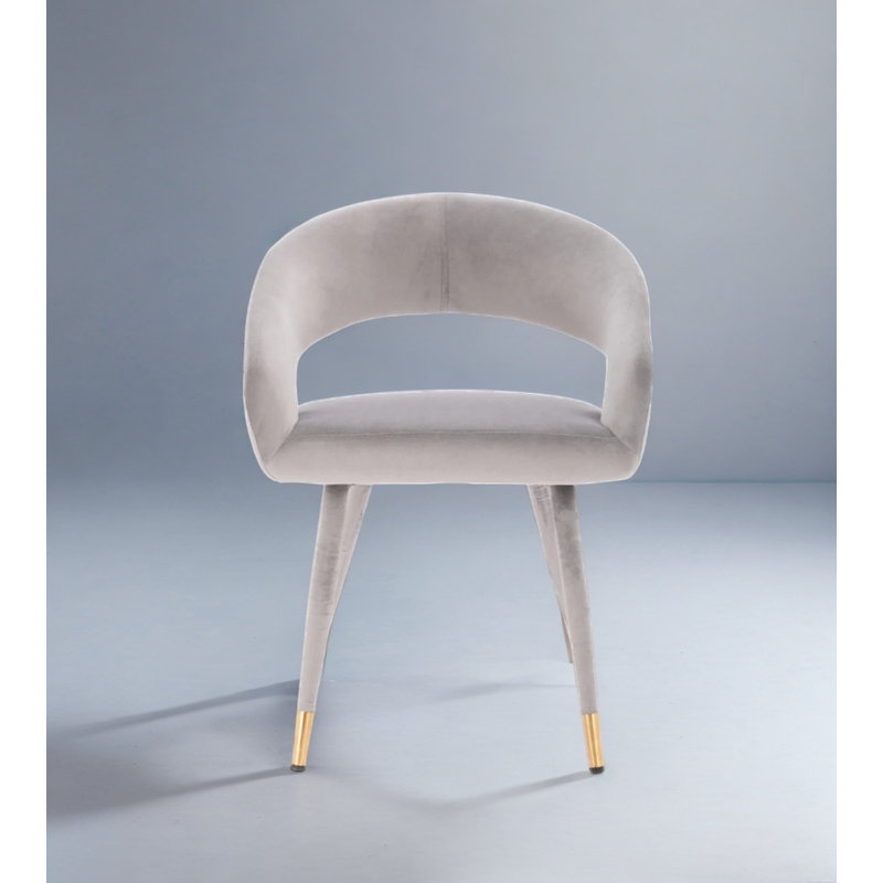 Chaise de salle à manger en velours à dossier bas, Gris