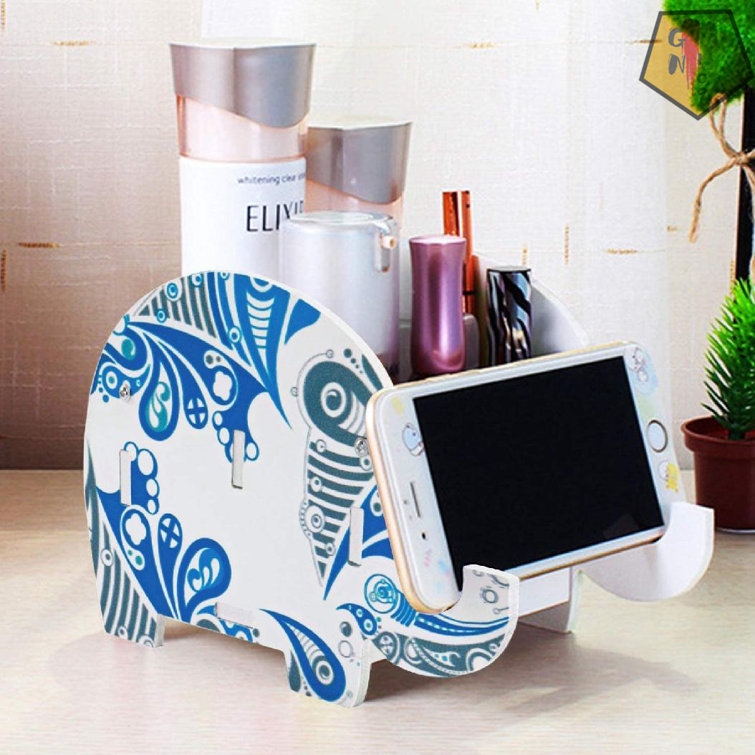 Cell Phone Stand, Wood Made Elephant Phone Stand For Smartphone With Pen  Holder Desk Organizer