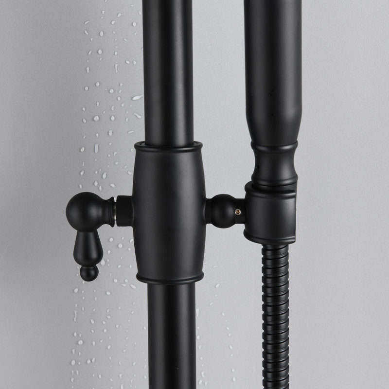 Douche double en laiton noir mat avec pluie de 8 po et option de résistance à la corrosion portable